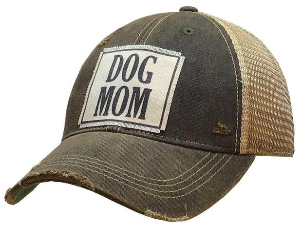 Dog Mom Distressed Trucker Cap Black - Horse Country Trading Company