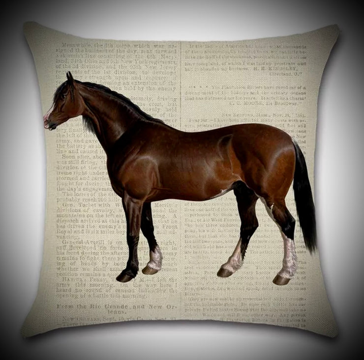 Vintage Horse Throw Pillow 18x18 - Horse Country Trading Company