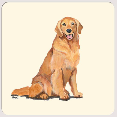 Golden Retriever Smiling Beverage Coasters - Horse Country Trading Company