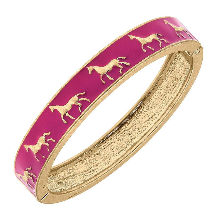 Virginia Enamel Equestrian Hinge Bangle in Pink - Horse Country Trading Company