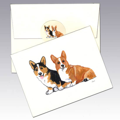 Welsh Corgi Pair Note Cards - Horse Country Trading Company