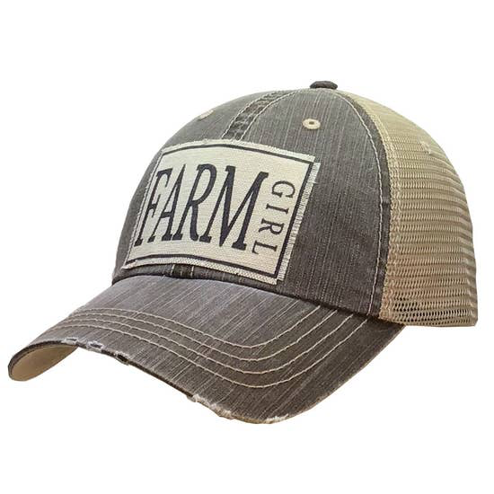 Farm Girl Distressed Trucker Cap Light Brown - Horse Country Trading Company
