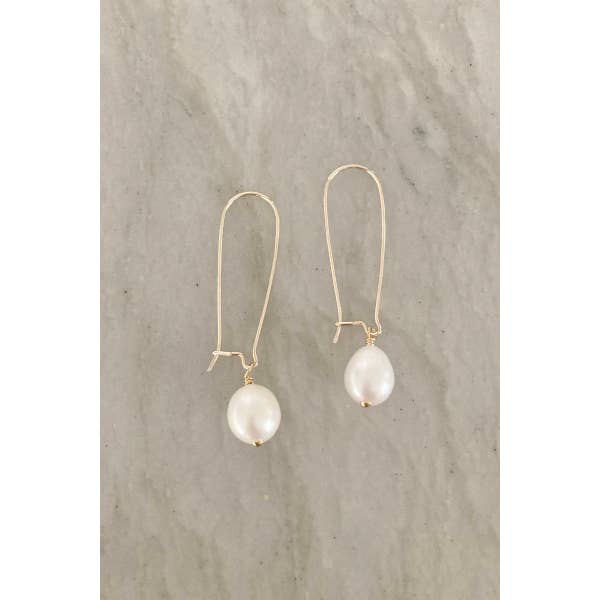 Gold Filled Kidney Hoop Pearl Drop Earrings - Horse Country Trading Company