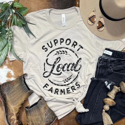 Support Local Farmers Cream Graphic Tee - Horse Country Trading Company