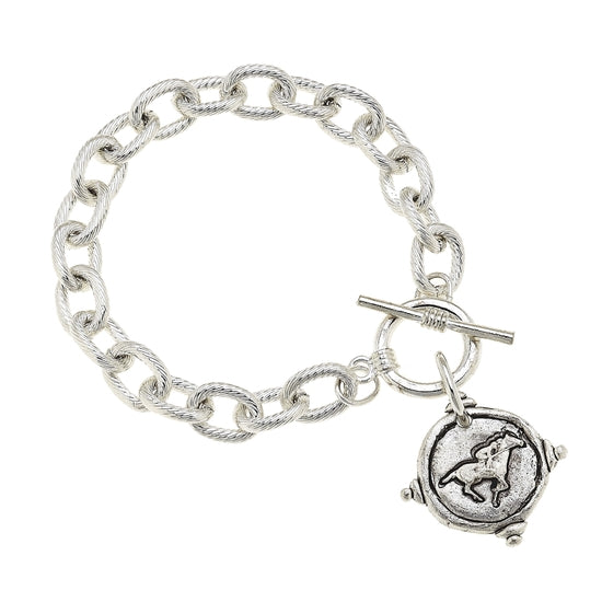 Silver Race Horse Bracelet - Horse Country Trading Company