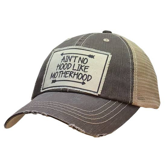 Ain't No Hood Like Motherhood Distressed Trucker Cap - Horse Country Trading Company