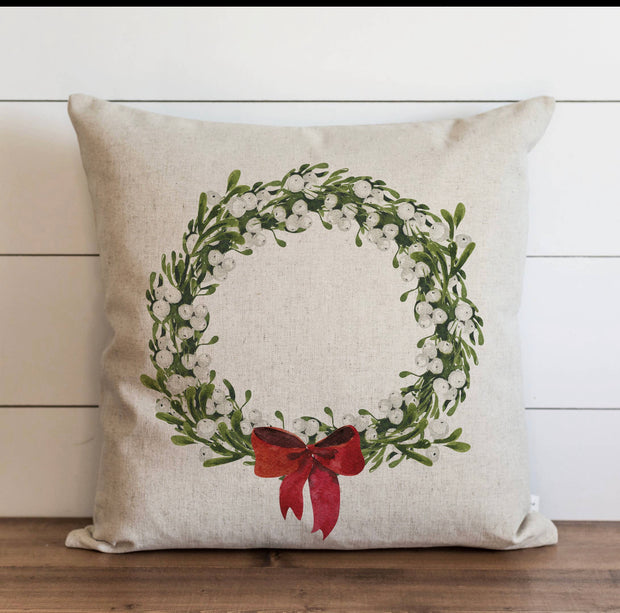 Red Bow Wreath Pillow - Horse Country Trading Company