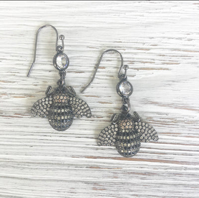 CZ Bee Earrings - Horse Country Trading Company