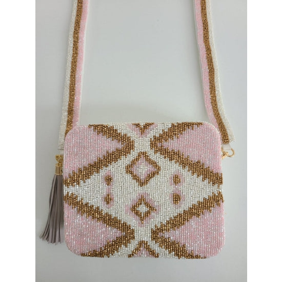 Pink & Gold Handbag with Beaded Strap - Horse Country Trading Company