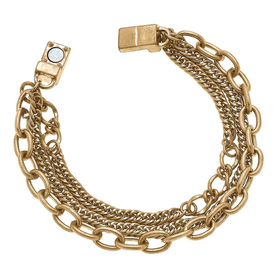 Lucia Layerd Chain Bracelet in Worn Gold - Horse Country Trading Company