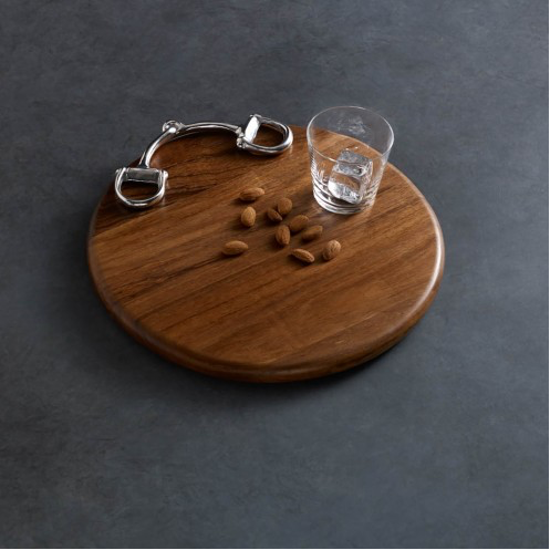 Wood 12" Round Cheese Board - Horse Country Trading Company