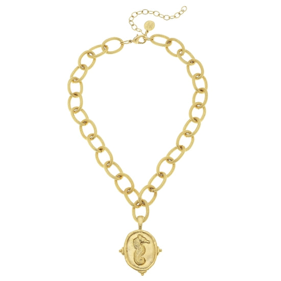 Loop Chain Necklace with Gold Seahorse Pendant - Horse Country Trading Company