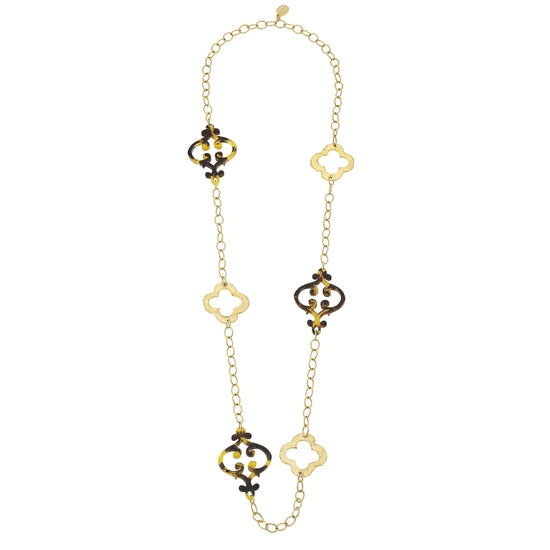 Gold Clover & French Swirl Necklace - Horse Country Trading Company
