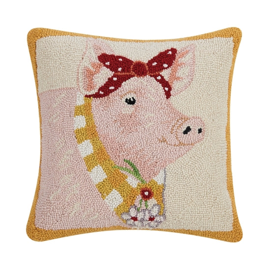 Farm Pig American Flag Hook Pillow - Horse Country Trading Company