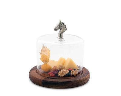 Covered Wood Cheese Board - Horse Head Knob - Horse Country Trading Company